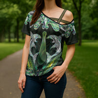 New Zealand Mere Pounamu Weapon Cross Shoulder Shirt Aotearoa Mango Paua Shell Maori Pattern LT22 - Polynesian Pride
