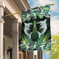 New Zealand Mere Pounamu Weapon Garden Flag Aotearoa Mango Paua Shell Maori Pattern LT22 House Flag Green - Polynesian Pride