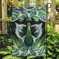 New Zealand Mere Pounamu Weapon Garden Flag Aotearoa Mango Paua Shell Maori Pattern LT22 Garden Flag Green - Polynesian Pride