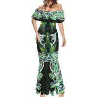 New Zealand Mere Pounamu Weapon Mermaid Dress Aotearoa Mango Paua Shell Maori Pattern LT22 - Polynesian Pride