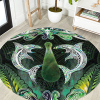 New Zealand Mere Pounamu Weapon Round Carpet Aotearoa Mango Paua Shell Maori Pattern LT22 Green - Polynesian Pride