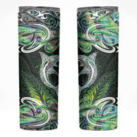 New Zealand Mere Pounamu Weapon Skinny Tumbler Aotearoa Mango Paua Shell Maori Pattern LT22 Green - Polynesian Pride