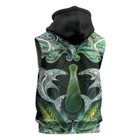 New Zealand Mere Pounamu Weapon Sleeveless Zip Hoodie Aotearoa Mango Paua Shell Maori Pattern LT22 - Polynesian Pride