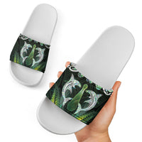 New Zealand Mere Pounamu Weapon Slide Sandals Aotearoa Mango Paua Shell Maori Pattern LT22 - Polynesian Pride
