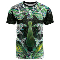New Zealand Mere Pounamu Weapon T Shirt Aotearoa Mango Paua Shell Maori Pattern LT22 Green - Polynesian Pride