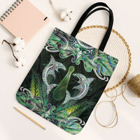 New Zealand Mere Pounamu Weapon Tote Bag Aotearoa Mango Paua Shell Maori Pattern LT22 Black Strap One Size Green - Polynesian Pride