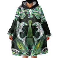 New Zealand Mere Pounamu Weapon Wearable Blanket Hoodie Aotearoa Mango Paua Shell Maori Pattern LT22 - Polynesian Pride