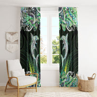 New Zealand Mere Pounamu Weapon Window Curtain Aotearoa Mango Paua Shell Maori Pattern LT22 - Polynesian Pride