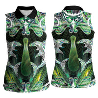 New Zealand Mere Pounamu Weapon Women Sleeveless Polo Shirt Aotearoa Mango Paua Shell Maori Pattern LT22 - Polynesian Pride