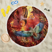 New Zealand Kea Bird Matariki Personalised Beach Blanket Silver Fern Maori Pattern