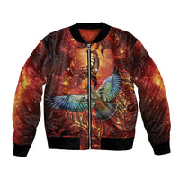 New Zealand Kea Bird Matariki Personalised Bomber Jacket Silver Fern Maori Pattern