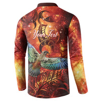 New Zealand Kea Bird Matariki Personalised Button Sweatshirt Silver Fern Maori Pattern