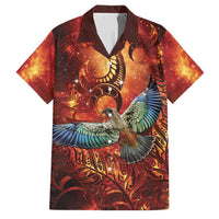 New Zealand Kea Bird Matariki Personalised Family Matching Off Shoulder Short Dress and Hawaiian Shirt Silver Fern Maori Pattern LT22 Dad's Shirt - Short Sleeve Orange - Polynesian Pride