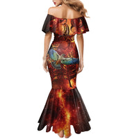 New Zealand Kea Bird Matariki Personalised Mermaid Dress Silver Fern Maori Pattern