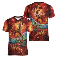 New Zealand Kea Bird Matariki Personalised Women V-Neck T-Shirt Silver Fern Maori Pattern LT22 - Polynesian Pride