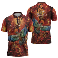 New Zealand Kea Bird Matariki Personalised Zipper Polo Shirt Silver Fern Maori Pattern LT22 - Polynesian Pride