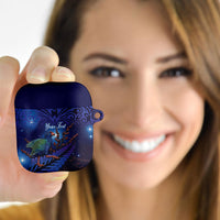 Takahe New Zealand Personalised AirPods Case Harakeke Silver Fern Maori Pattern