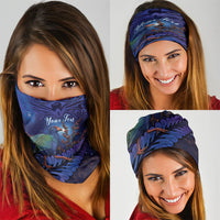 Takahe New Zealand Personalised Neck Gaiter Harakeke Silver Fern Maori Pattern