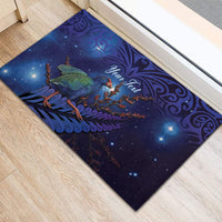 Takahe New Zealand Personalised Rubber Doormat Harakeke Silver Fern Maori Pattern