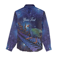 Takahe New Zealand Personalised Women Casual Shirt Harakeke Silver Fern Maori Pattern LT22 - Polynesian Pride