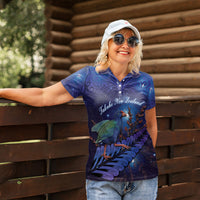 Takahe New Zealand Personalised Women Polo Shirt Harakeke Silver Fern Maori Pattern LT22 - Polynesian Pride