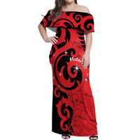 New Zealand Matariki Off Shoulder Maxi Dress Maori New Year Koru Pattern