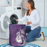 New Zealand Matariki Laundry Basket Maori Manaia Galaxy Silver Fern Purple Color LT22 - Polynesian Pride