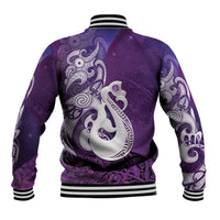 New Zealand Matariki Baseball Jacket Maori Manaia Galaxy Silver Fern Purple Color LT22 - Polynesian Pride