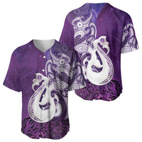 New Zealand Matariki Baseball Jersey Maori Manaia Galaxy Silver Fern Purple Color LT22 - Polynesian Pride