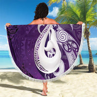New Zealand Matariki Beach Blanket Maori Manaia Galaxy Silver Fern Purple Color LT22 - Polynesian Pride