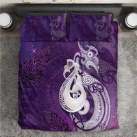 New Zealand Matariki Bedding Set Maori Manaia Galaxy Silver Fern Purple Color LT22 Purple - Polynesian Pride