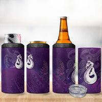 New Zealand Matariki 4 in 1 Can Cooler Tumbler Maori Manaia Galaxy Silver Fern Purple Color LT22 - Polynesian Pride