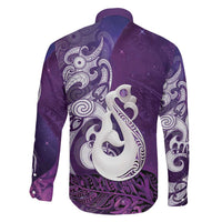 New Zealand Matariki Family Matching Mermaid Dress and Hawaiian Shirt Maori Manaia Galaxy Silver Fern Purple Color LT22 - Polynesian Pride