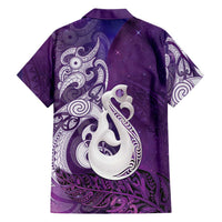 New Zealand Matariki Family Matching Summer Maxi Dress and Hawaiian Shirt Maori Manaia Galaxy Silver Fern Purple Color LT22 - Polynesian Pride