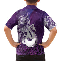 New Zealand Matariki Kid Hawaiian Shirt Maori Manaia Galaxy Silver Fern Purple Color LT22 - Polynesian Pride