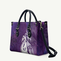 New Zealand Matariki Leather Bag Maori Manaia Galaxy Silver Fern Purple Color LT22 Purple - Polynesian Pride
