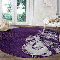 New Zealand Matariki Round Carpet Maori Manaia Galaxy Silver Fern Purple Color LT22 - Polynesian Pride