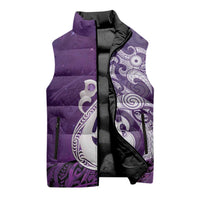 New Zealand Matariki Sleeveless Puffer Jacket Maori Manaia Galaxy Silver Fern Purple Color LT22 - Polynesian Pride