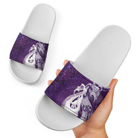 New Zealand Matariki Slide Sandals Maori Manaia Galaxy Silver Fern Purple Color LT22 - Polynesian Pride