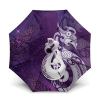 New Zealand Matariki Umbrella Maori Manaia Galaxy Silver Fern Purple Color LT22 One Size Folded 11.42 inch Opened Diameter 37.4 inch Purple - Polynesian Pride