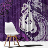 New Zealand Matariki Window Curtain Maori Manaia Galaxy Silver Fern Purple Color LT22 - Polynesian Pride