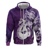 New Zealand Matariki Zip Hoodie Maori Manaia Galaxy Silver Fern Purple Color LT22 Zip Hoodie Purple - Polynesian Pride
