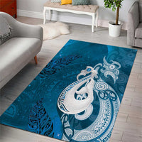 New Zealand Matariki Area Rug Maori Manaia Galaxy Silver Fern Blue Color LT22 - Polynesian Pride