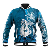New Zealand Matariki Baseball Jacket Maori Manaia Galaxy Silver Fern Blue Color