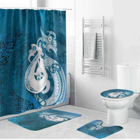New Zealand Matariki Bathroom Set Maori Manaia Galaxy Silver Fern Blue Color