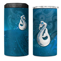 New Zealand Matariki 4 in 1 Can Cooler Tumbler Maori Manaia Galaxy Silver Fern Blue Color LT22 One Size: 16 oz Blue - Polynesian Pride