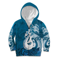 New Zealand Matariki Kid Hoodie Maori Manaia Galaxy Silver Fern Blue Color LT22 Zip Hoodie Blue - Polynesian Pride