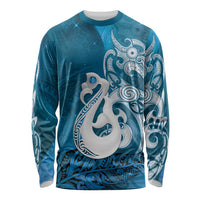 New Zealand Matariki Long Sleeve Shirt Maori Manaia Galaxy Silver Fern Blue Color LT22 Unisex Blue - Polynesian Pride