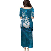 New Zealand Matariki Puletasi Maori Manaia Galaxy Silver Fern Blue Color LT22 - Polynesian Pride