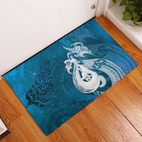 New Zealand Matariki Rubber Doormat Maori Manaia Galaxy Silver Fern Blue Color LT22 - Polynesian Pride